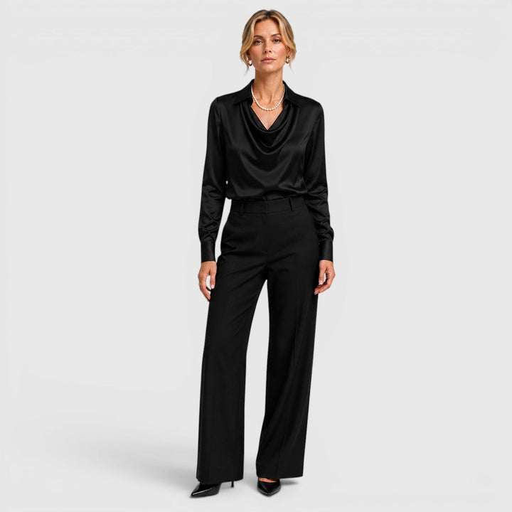 Dahlia | Elegant Satin Draped Blouse