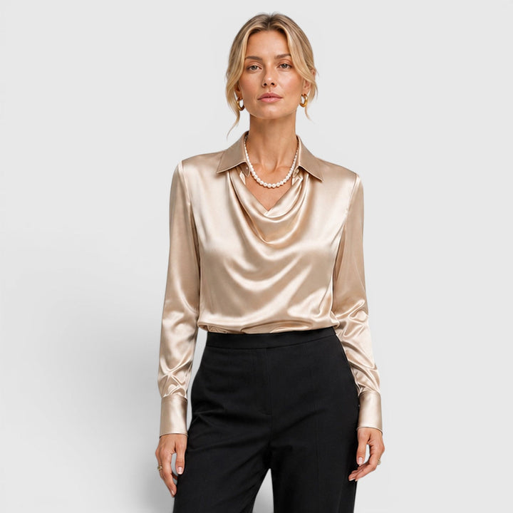 Dahlia | Elegant Satin Draped Blouse