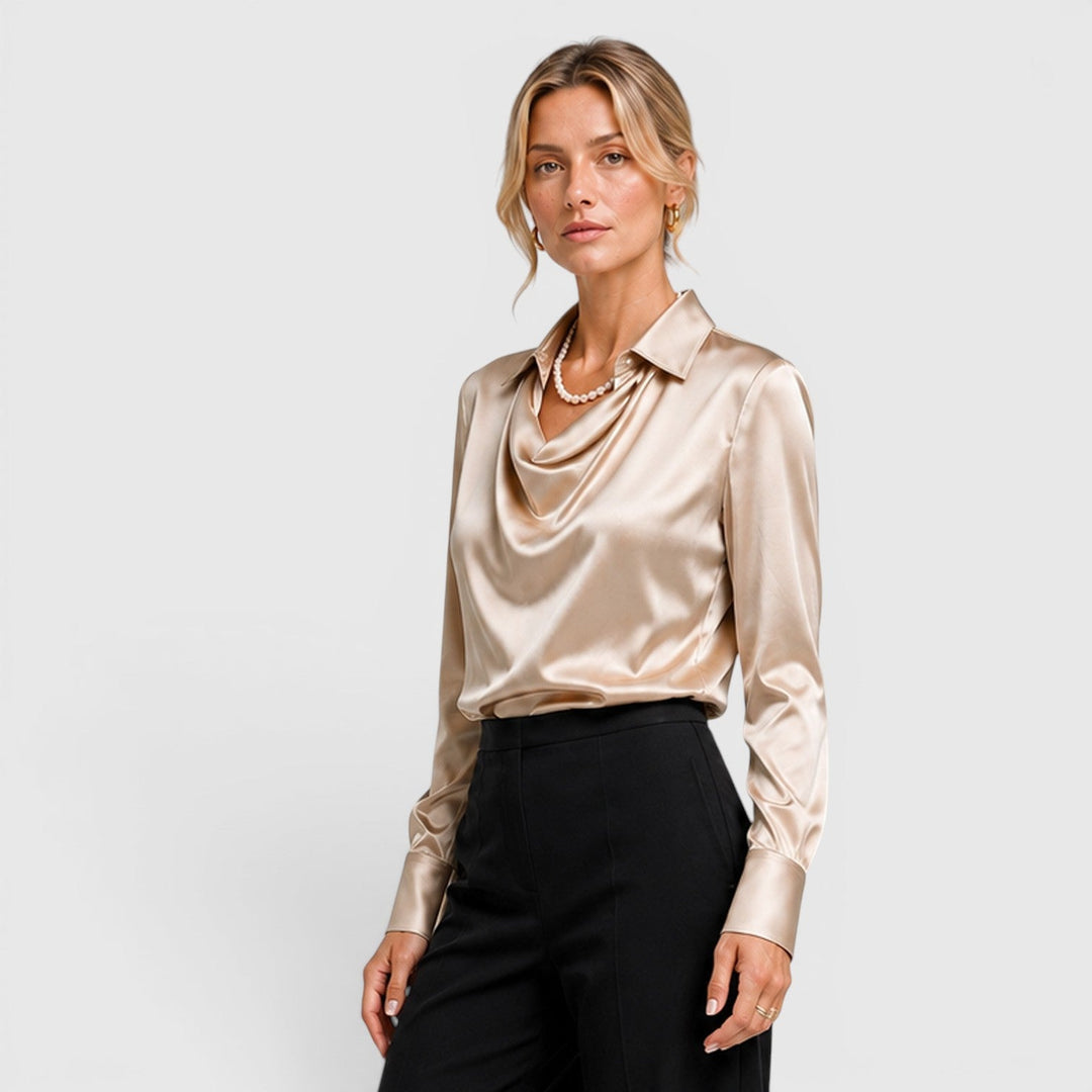Dahlia | Elegant Satin Draped Blouse