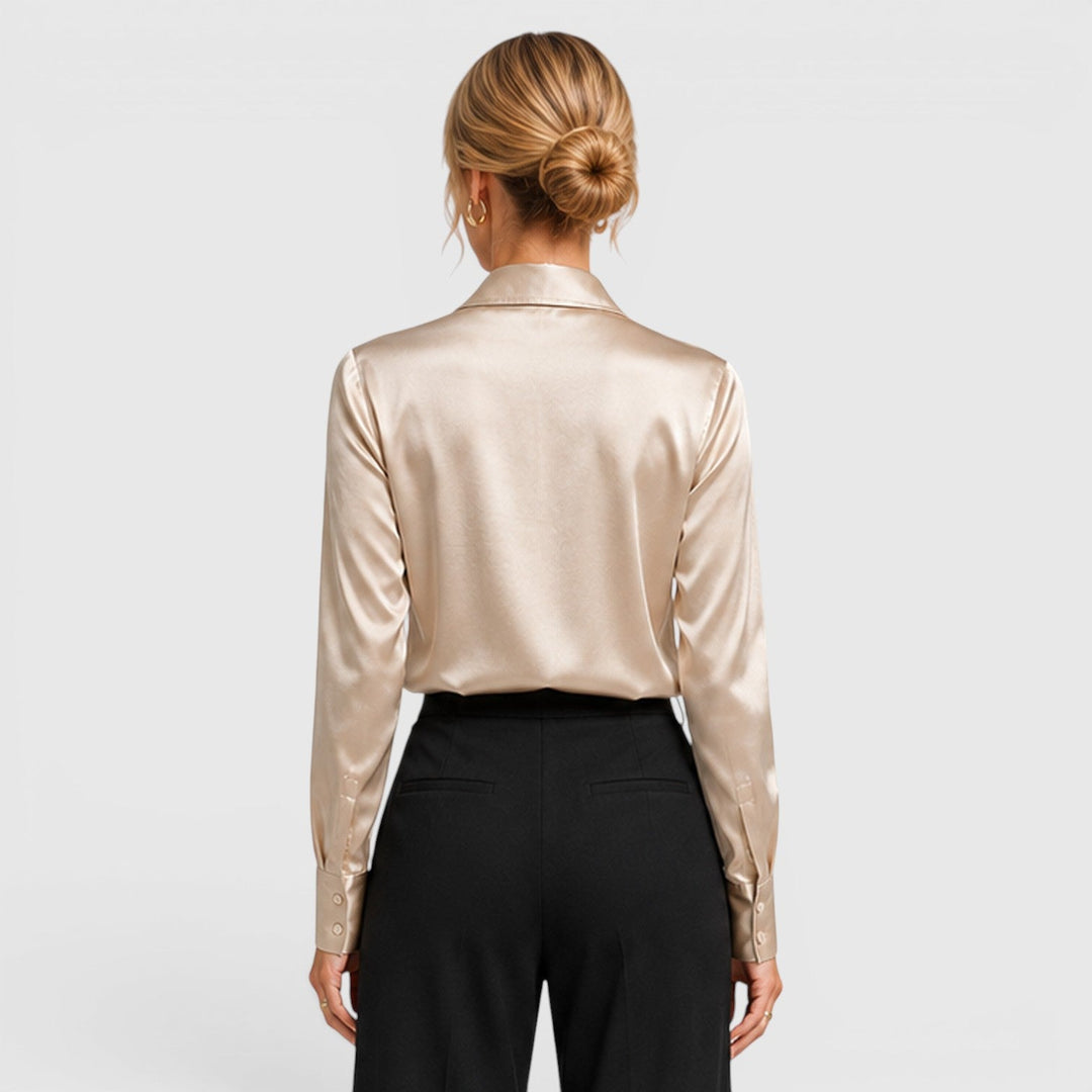 Dahlia | Elegant Satin Draped Blouse