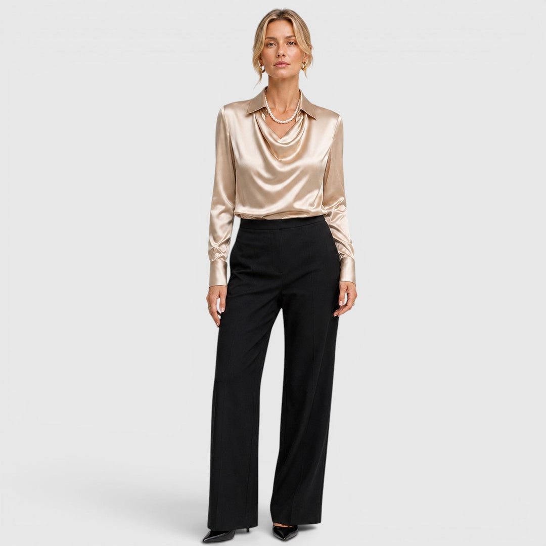 Dahlia | Elegant Satin Draped Blouse