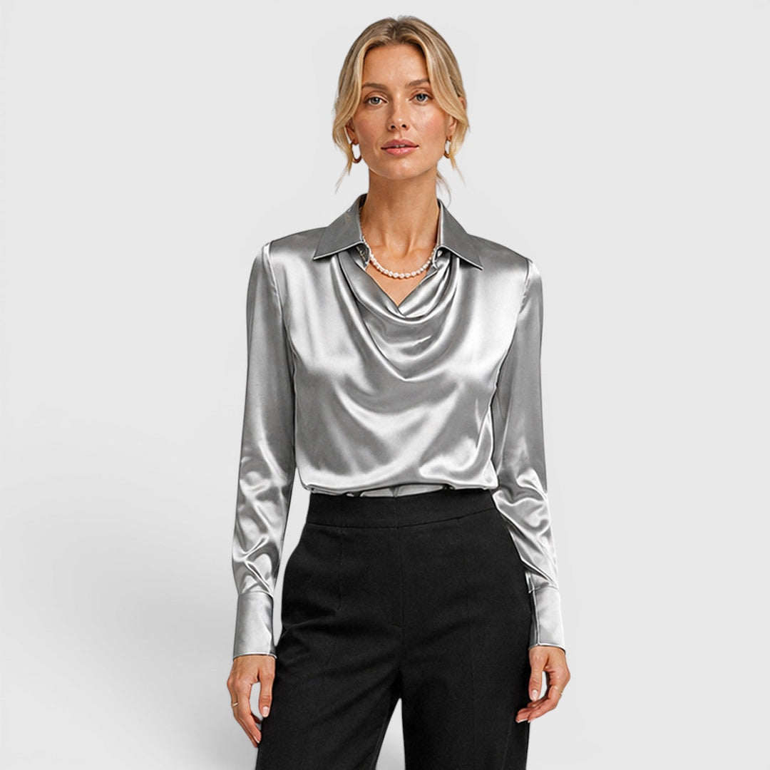 Dahlia | Elegant Satin Draped Blouse