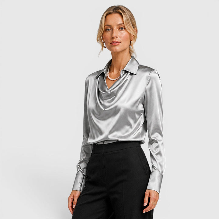 Dahlia | Elegant Satin Draped Blouse
