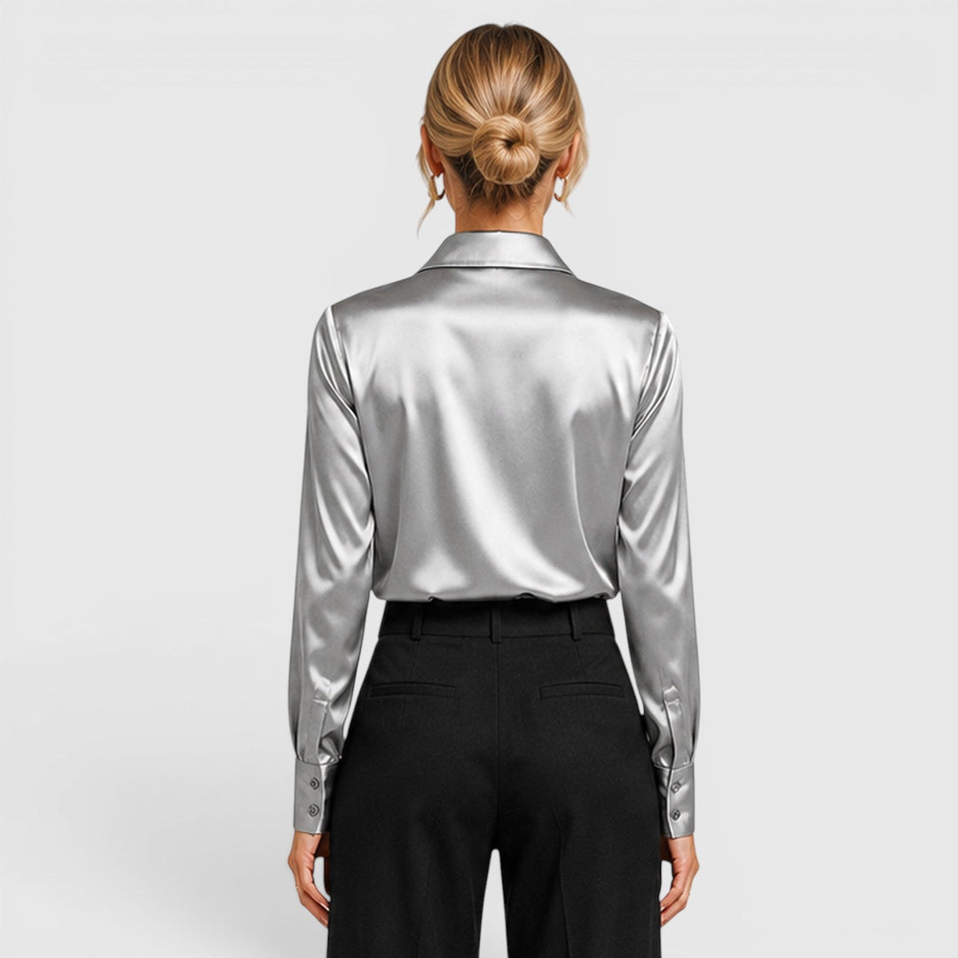 Dahlia | Elegant Satin Draped Blouse