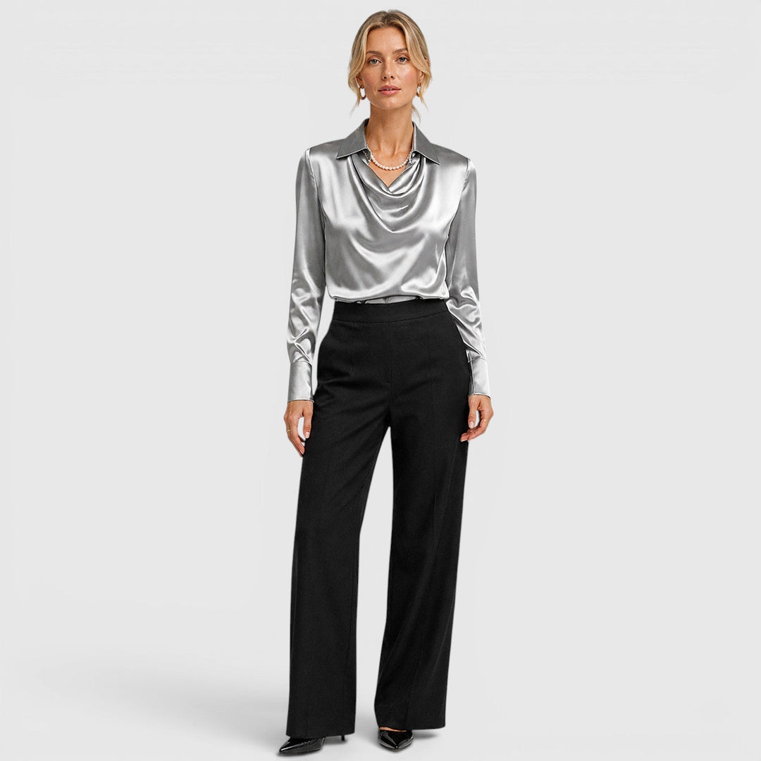 Dahlia | Elegant Satin Draped Blouse