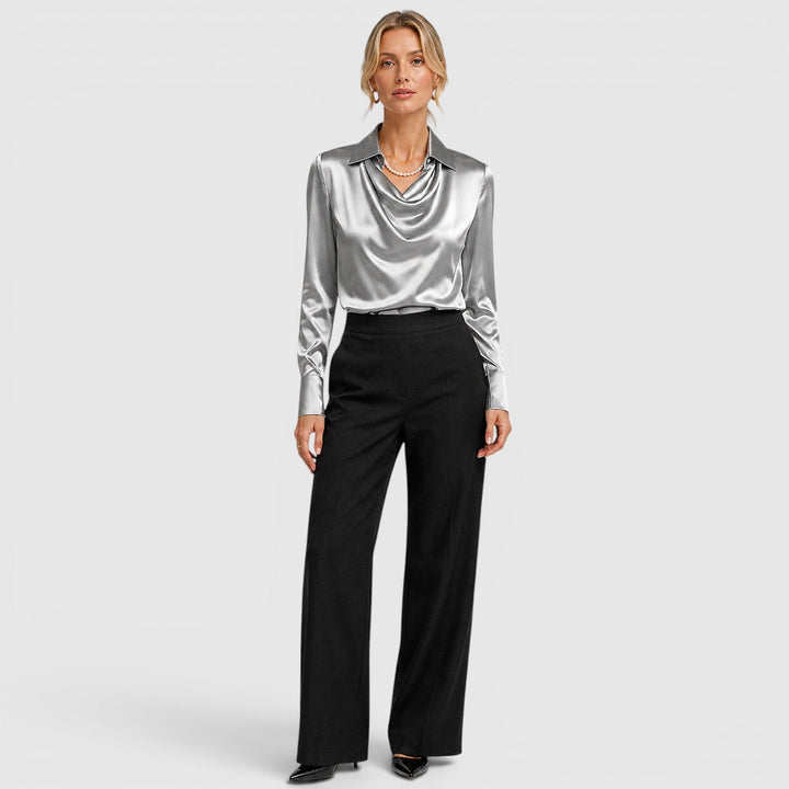 Dahlia | Elegant Satin Draped Blouse