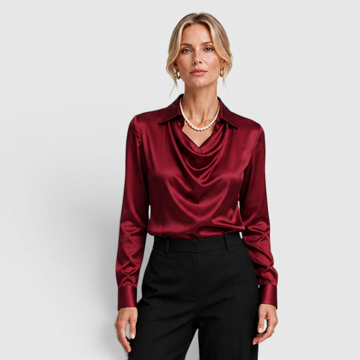 Dahlia | Elegant Satin Draped Blouse