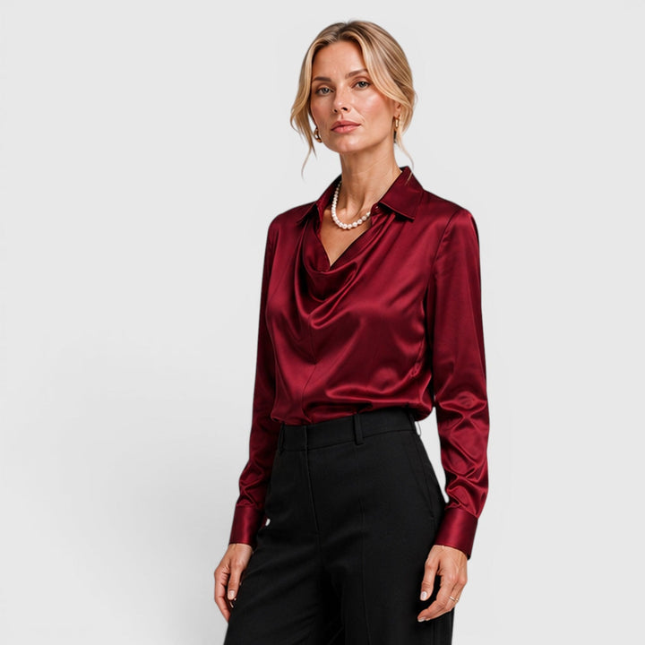 Dahlia | Elegant Satin Draped Blouse