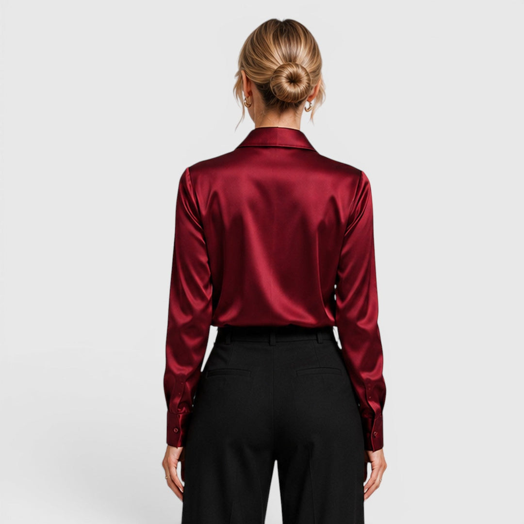 Dahlia | Elegant Satin Draped Blouse