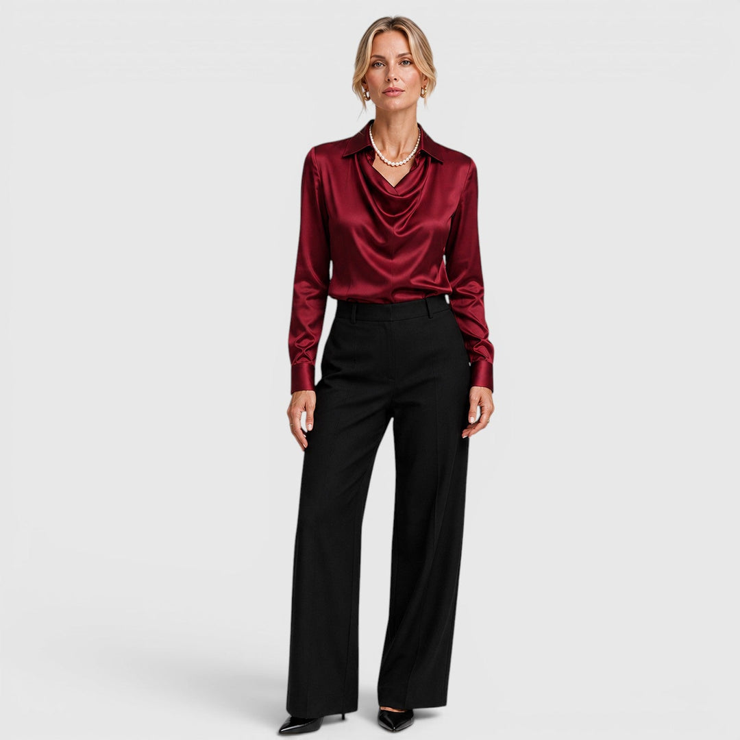 Dahlia | Elegant Satin Draped Blouse