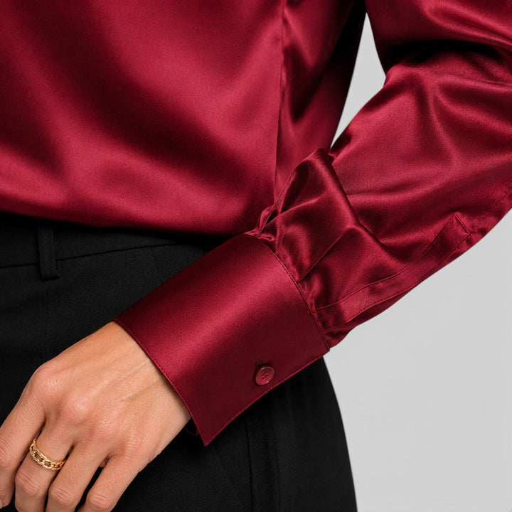 Dahlia | Elegant Satin Draped Blouse