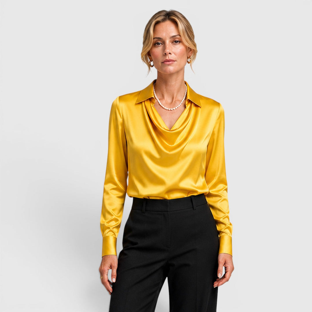 Dahlia | Elegant Satin Draped Blouse