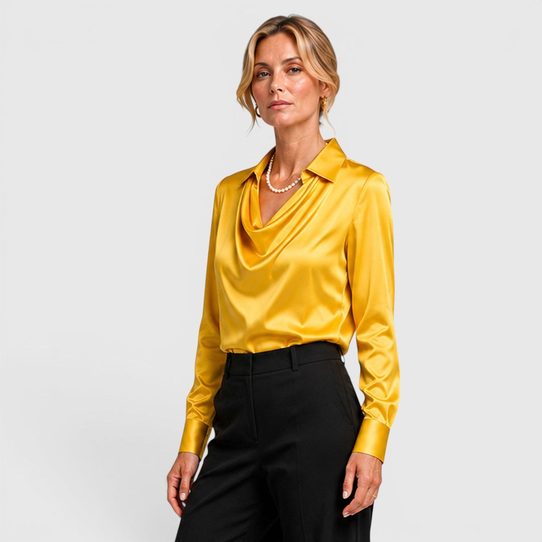 Dahlia | Elegant Satin Draped Blouse