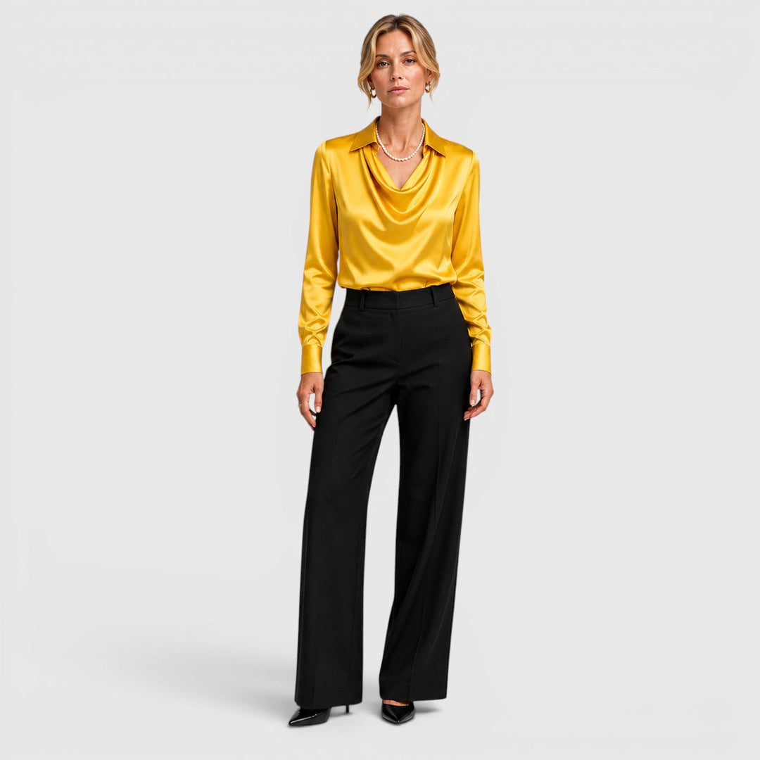Dahlia | Elegant Satin Draped Blouse