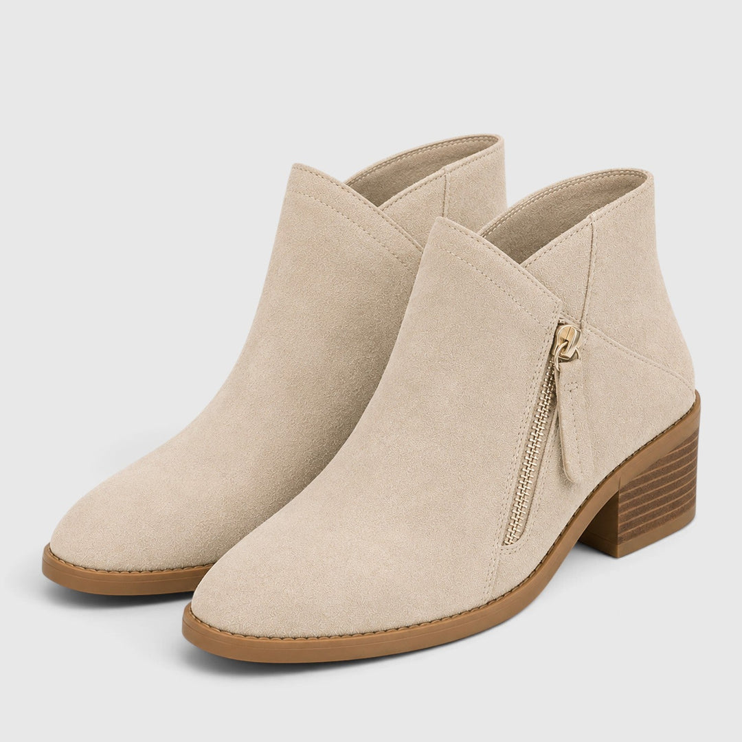 Edwina | Sleek Suede Block Heel Ankle Boots