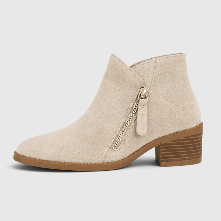 Edwina | Sleek Suede Block Heel Ankle Boots