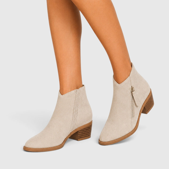 Edwina | Sleek Suede Block Heel Ankle Boots