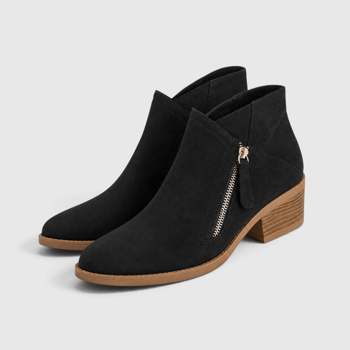 Edwina | Sleek Suede Block Heel Ankle Boots