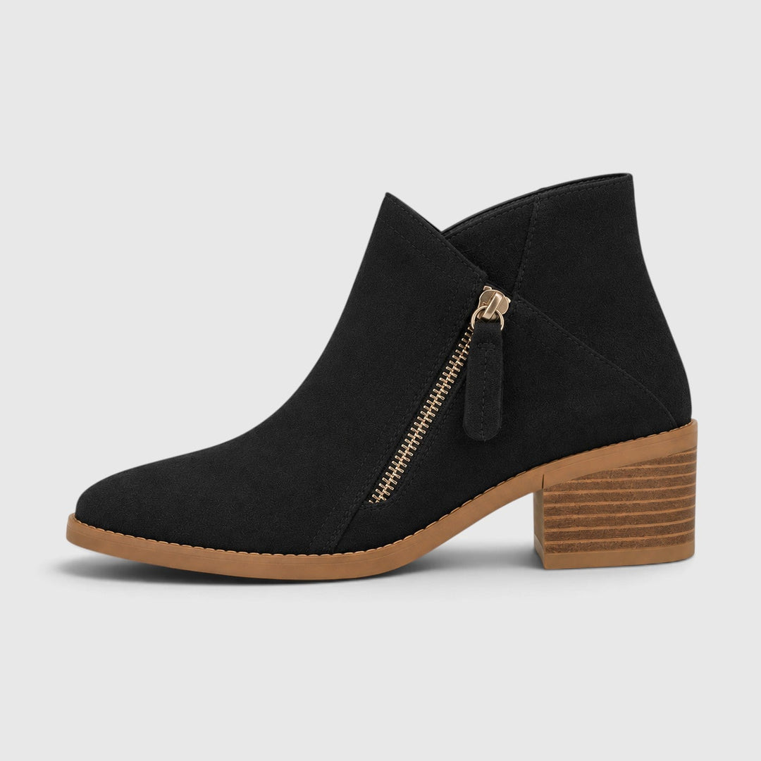 Edwina | Sleek Suede Block Heel Ankle Boots