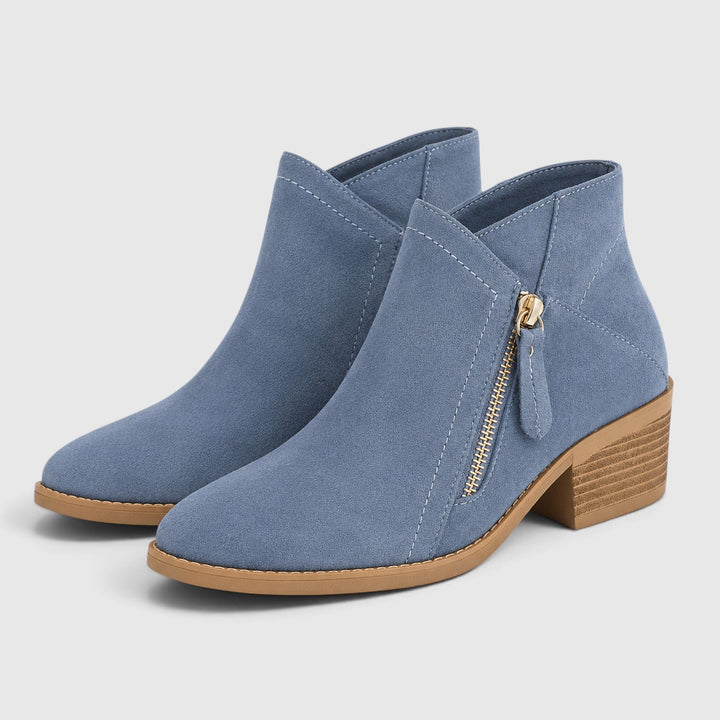Edwina | Sleek Suede Block Heel Ankle Boots