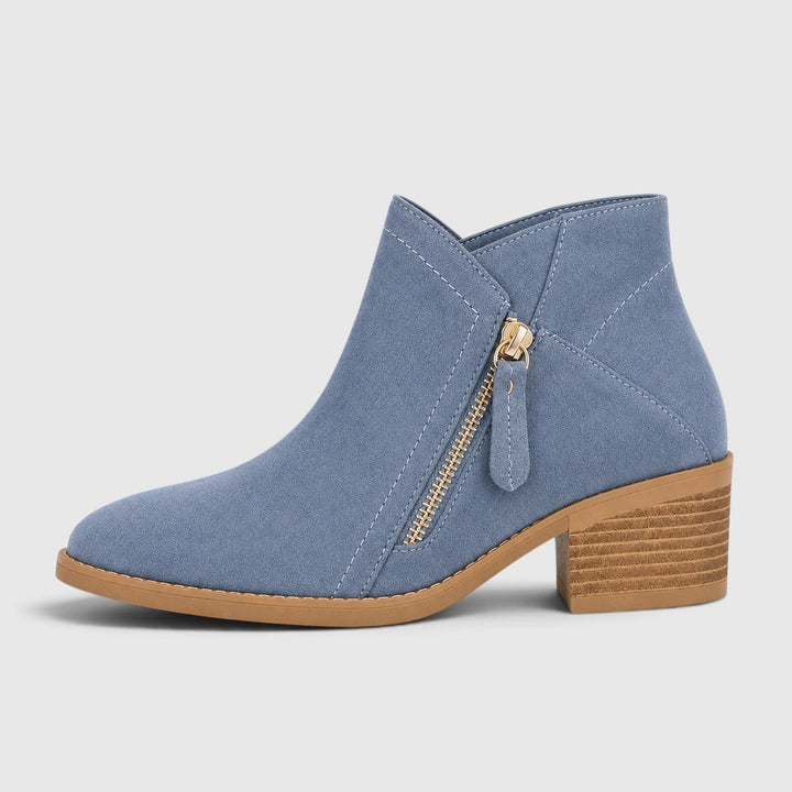 Edwina | Sleek Suede Block Heel Ankle Boots