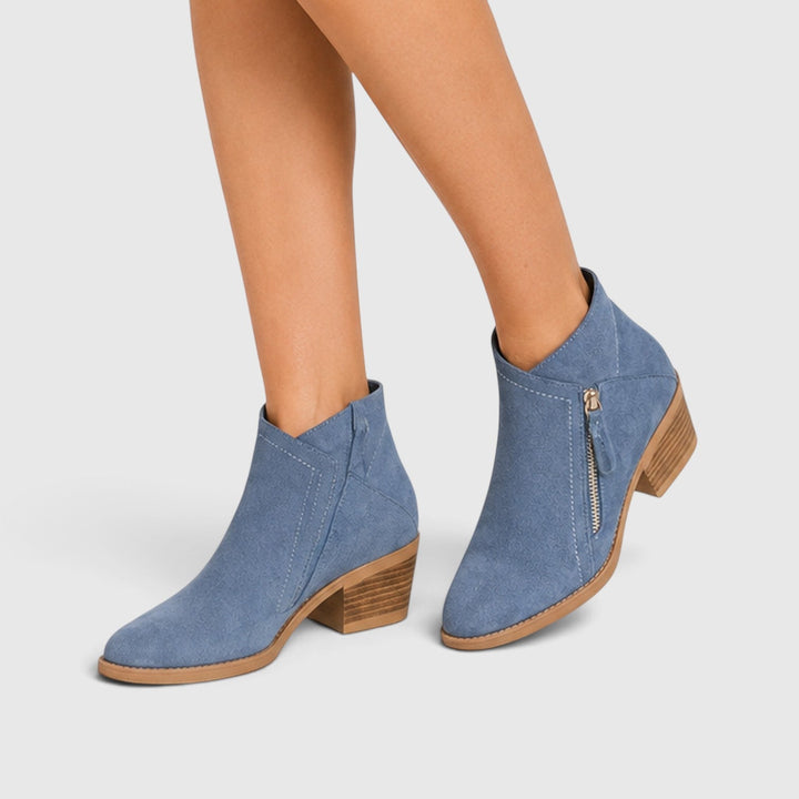 Edwina | Sleek Suede Block Heel Ankle Boots