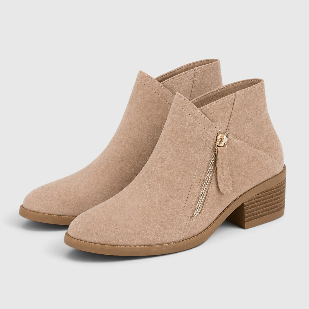 Edwina | Sleek Suede Block Heel Ankle Boots