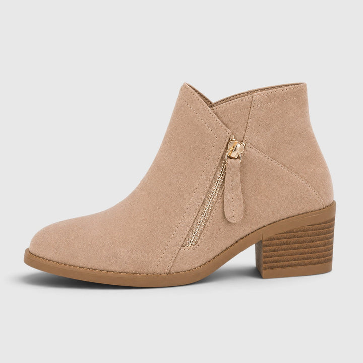 Edwina | Sleek Suede Block Heel Ankle Boots
