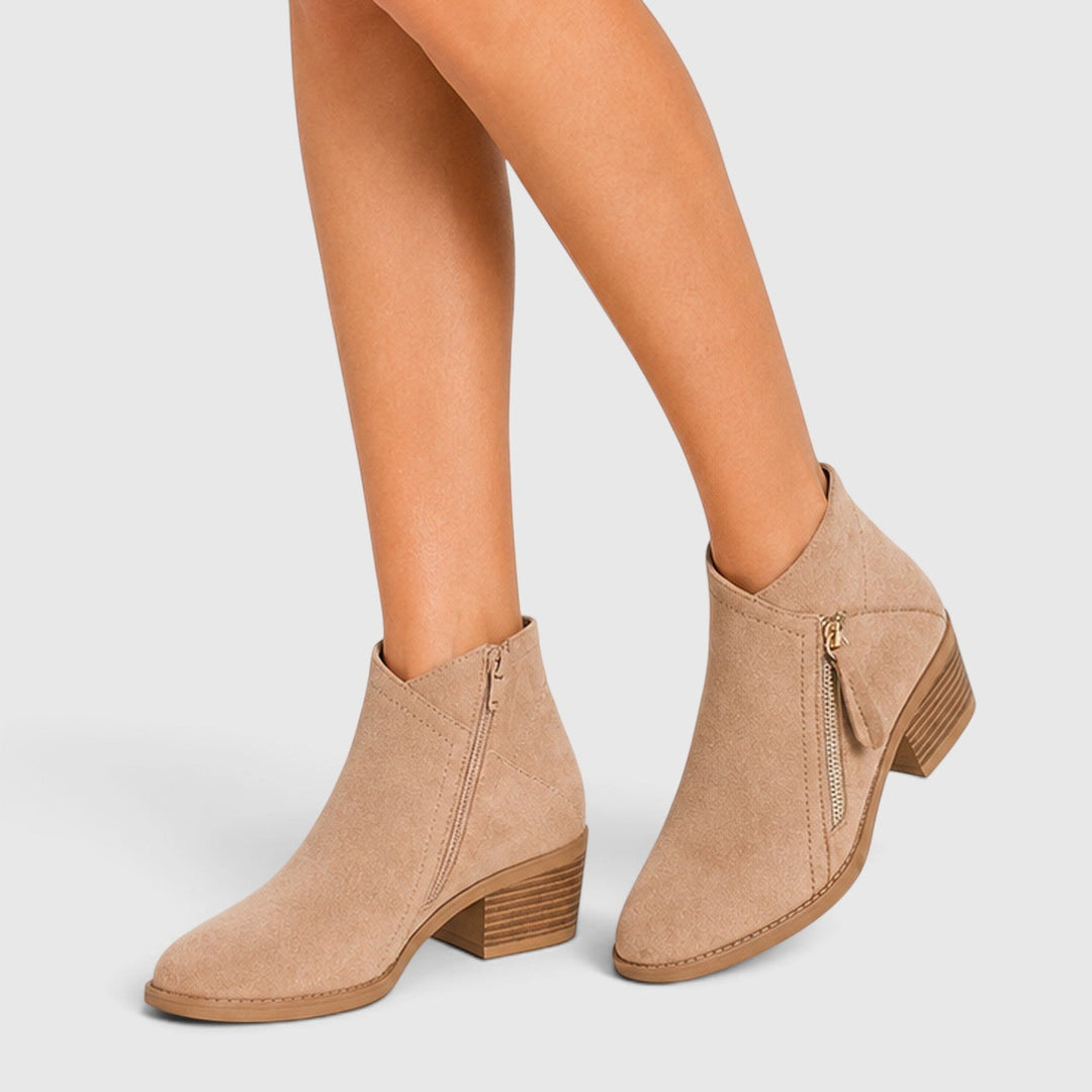 Edwina | Sleek Suede Block Heel Ankle Boots