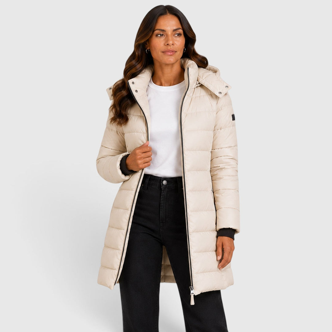 Rosalie | Elegant Long Fitted Puffer Coat