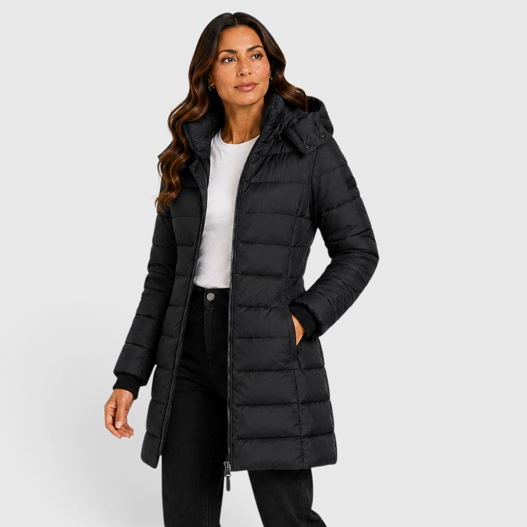 Rosalie | Elegant Long Fitted Puffer Coat