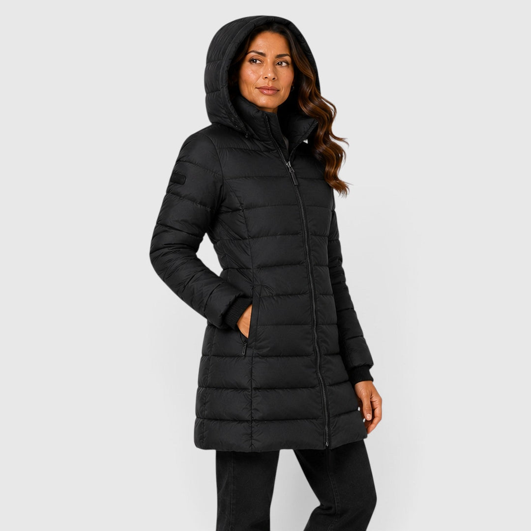 Rosalie | Elegant Long Fitted Puffer Coat