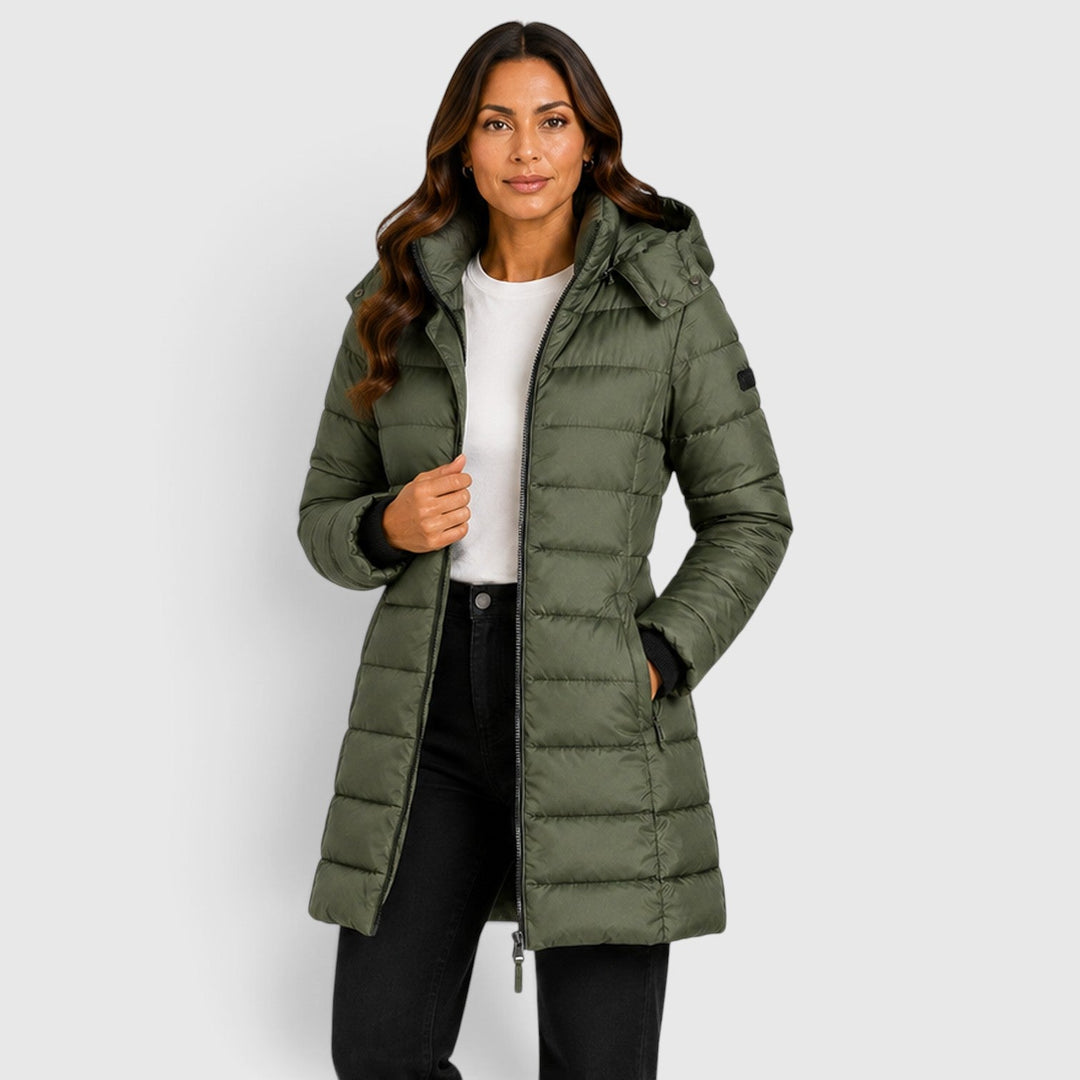 Rosalie | Elegant Long Fitted Puffer Coat