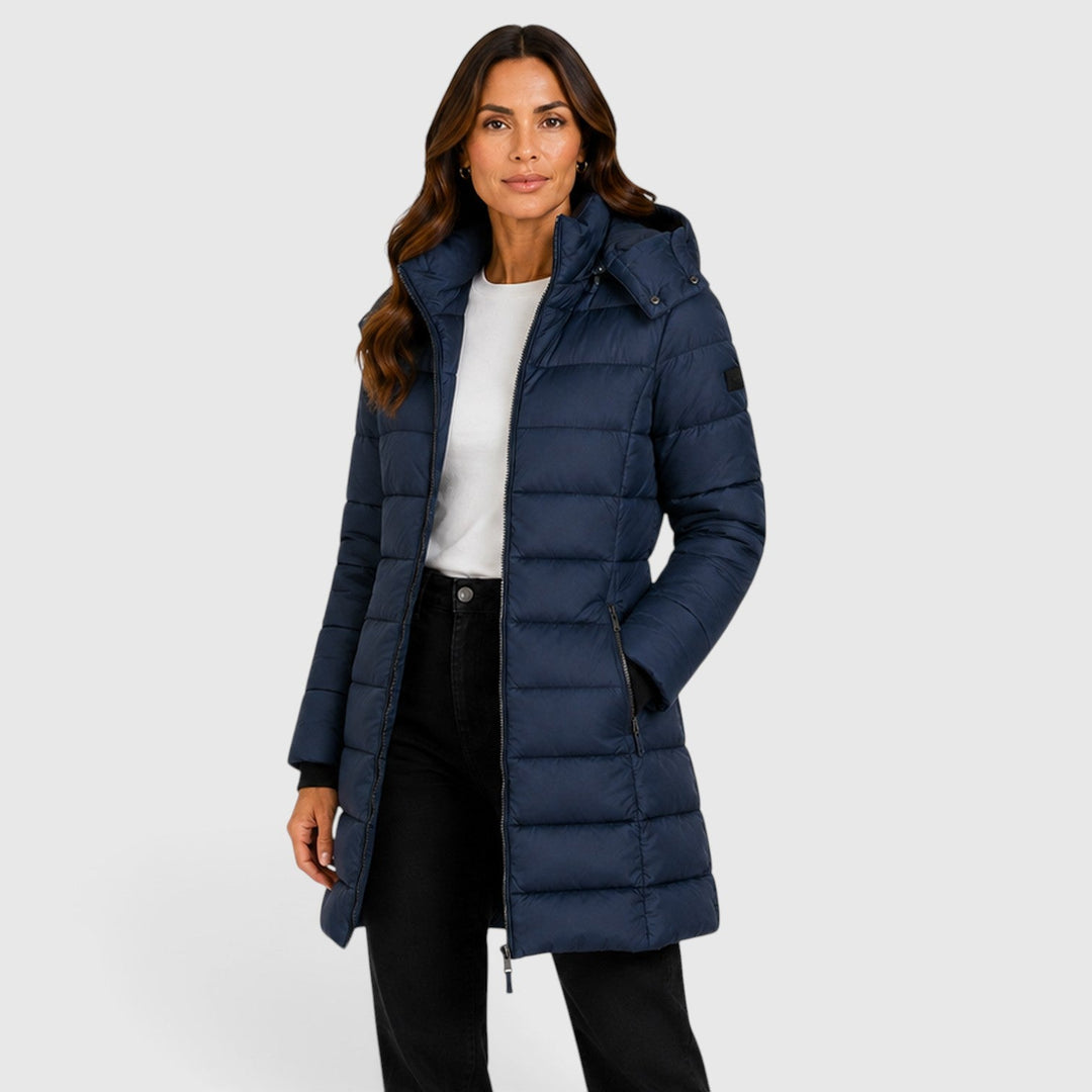 Rosalie | Elegant Long Fitted Puffer Coat
