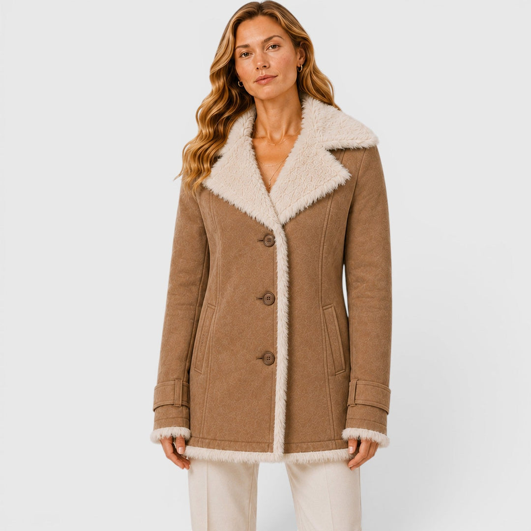 Clara | Stylish Faux Fur Coat Belted Lapel