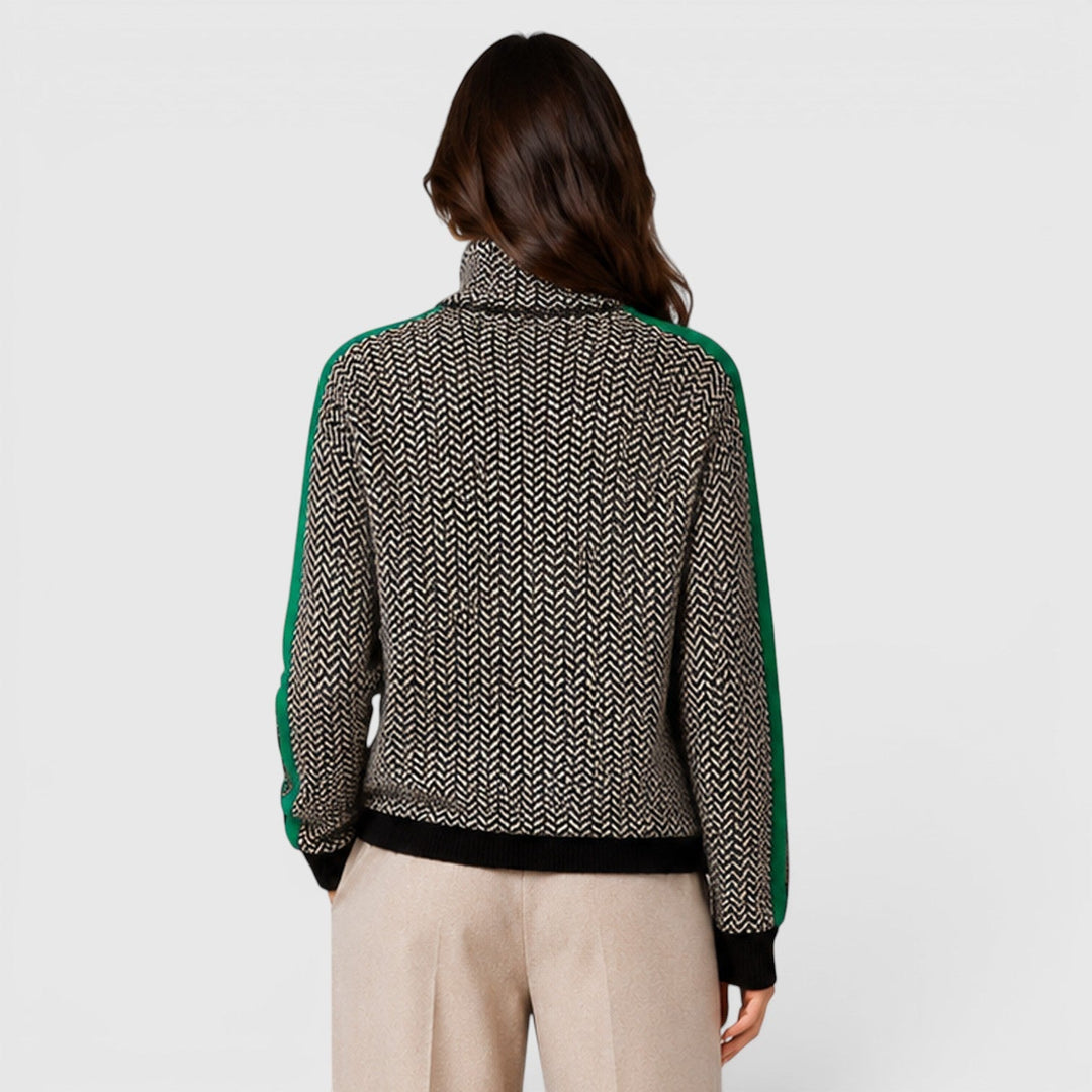 Aurelia | Warm Herringbone Colour Block Jumper