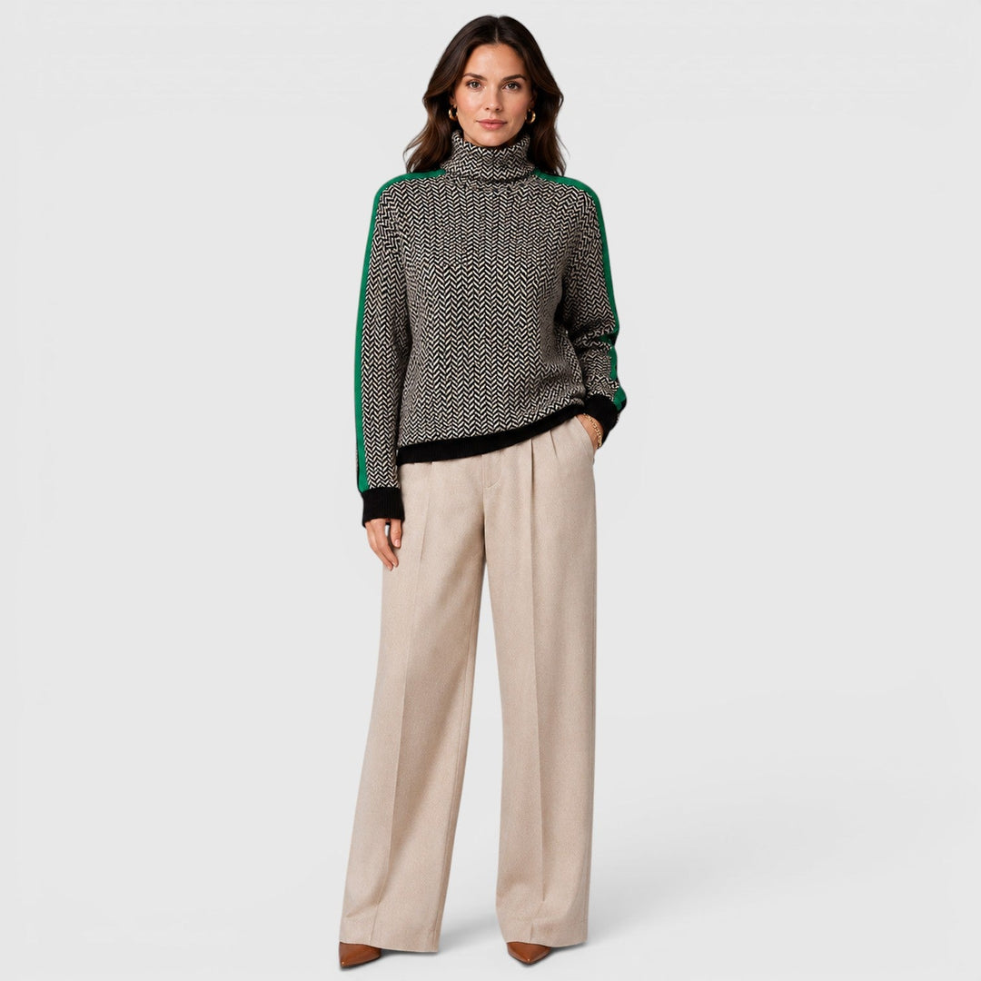 Aurelia | Warm Herringbone Colour Block Jumper
