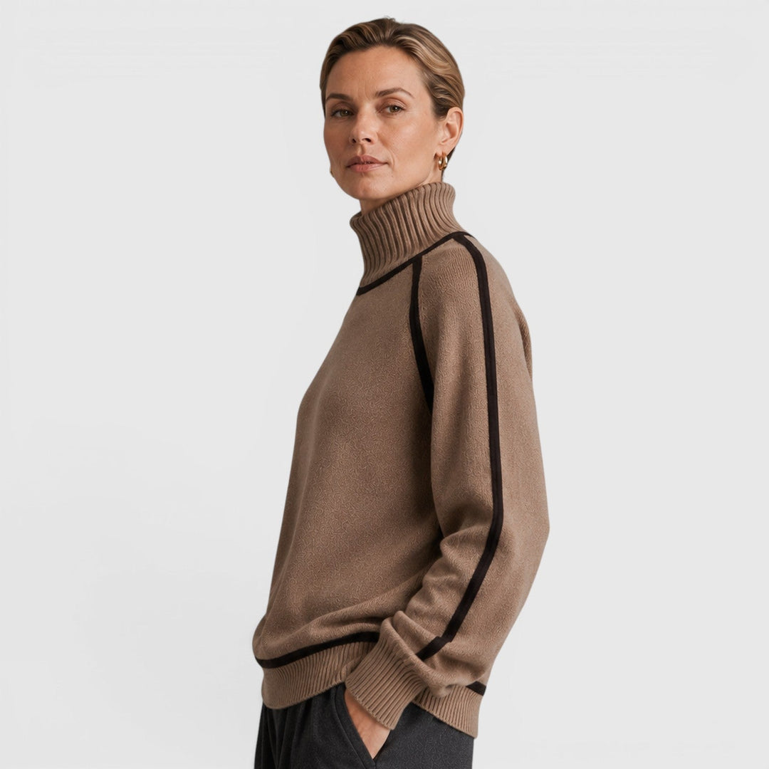 Wilhelmina | Refined Piped Roll Neck Jumper Knitwear