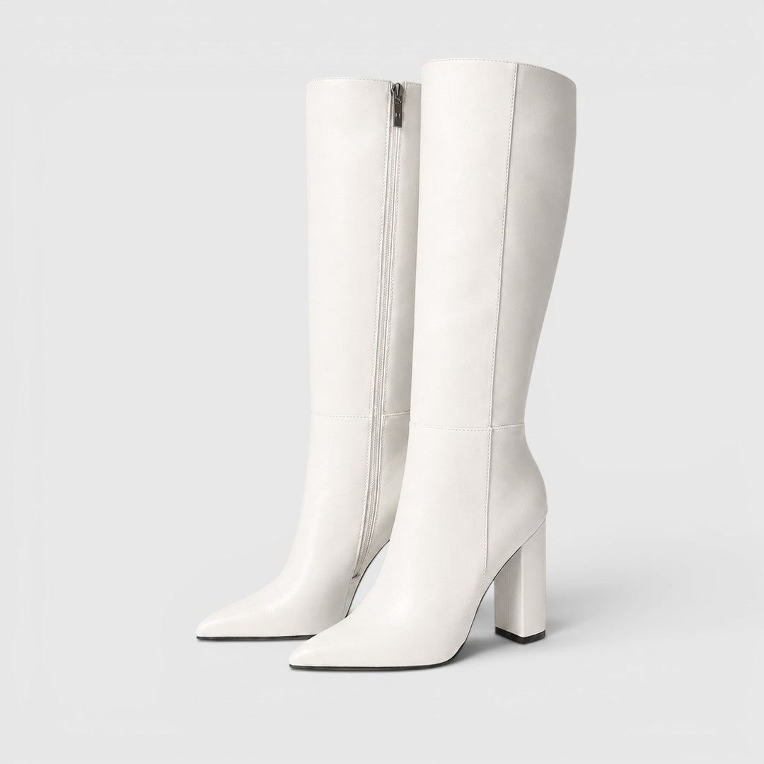 Hermione | Sharp Knee High Block Heel Boots