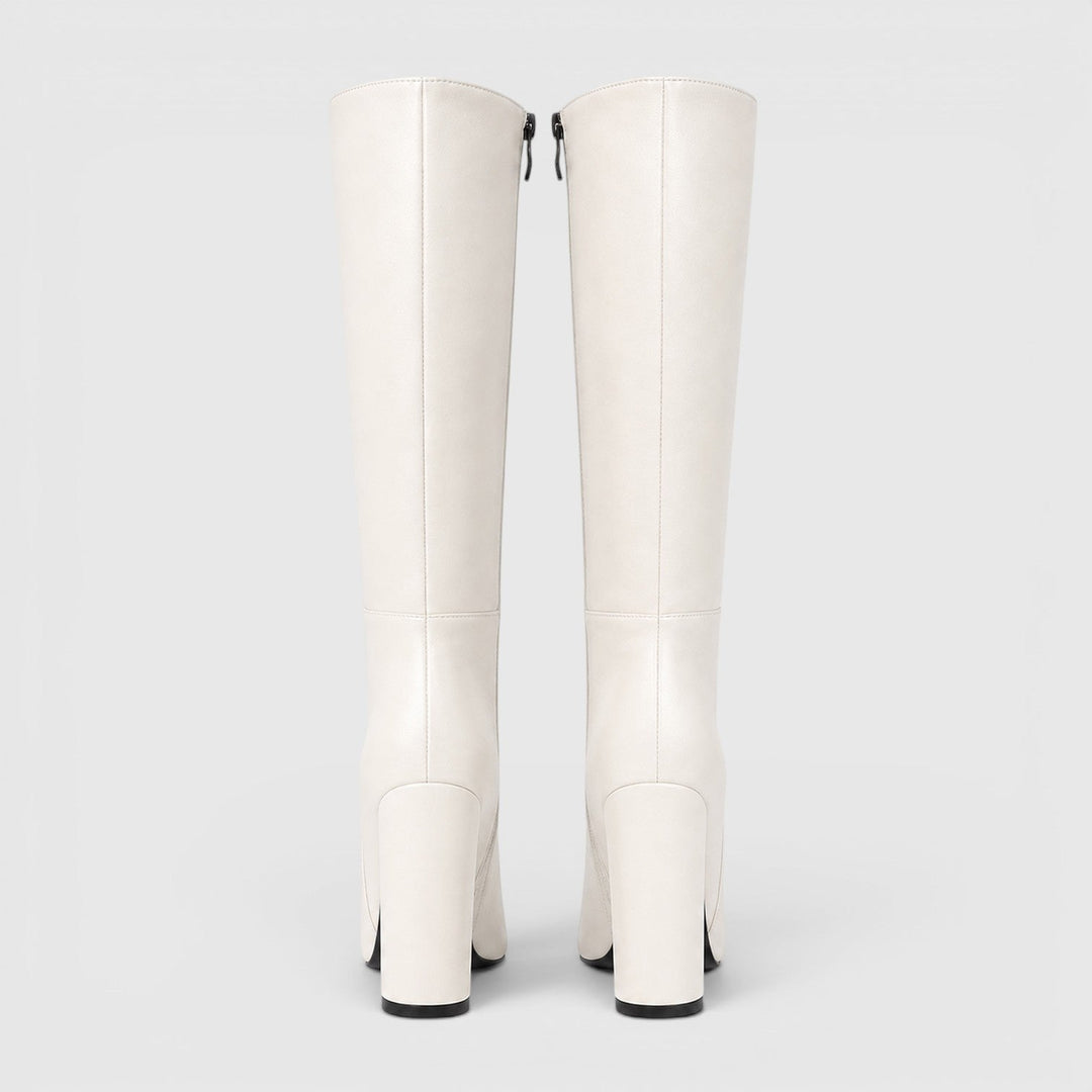 Hermione | Sharp Knee High Block Heel Boots
