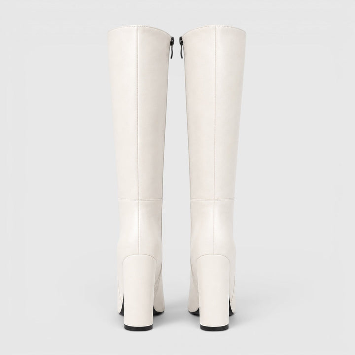 Hermione | Sharp Knee High Block Heel Boots