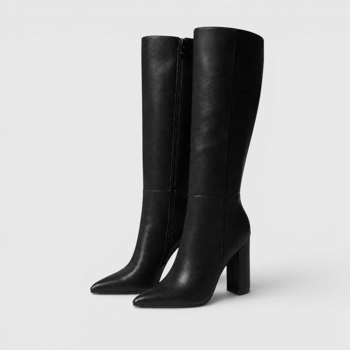 Hermione | Sharp Knee High Block Heel Boots