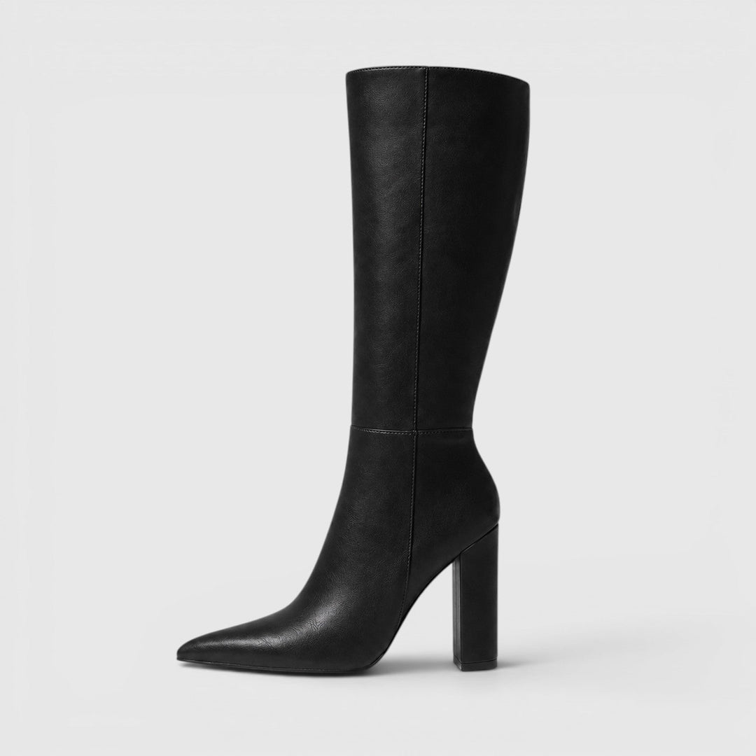 Hermione | Sharp Knee High Block Heel Boots