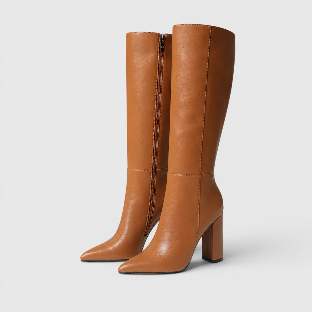 Hermione | Sharp Knee High Block Heel Boots