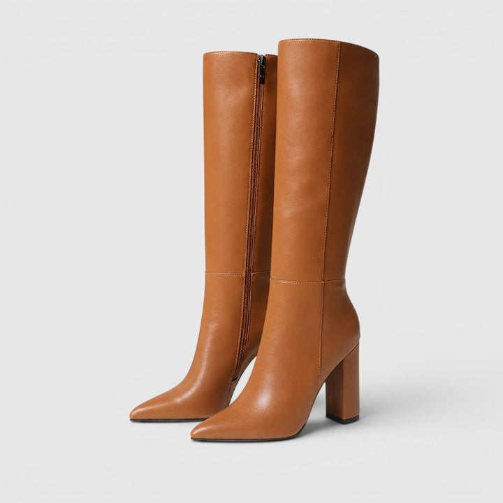 Hermione | Sharp Knee High Block Heel Boots