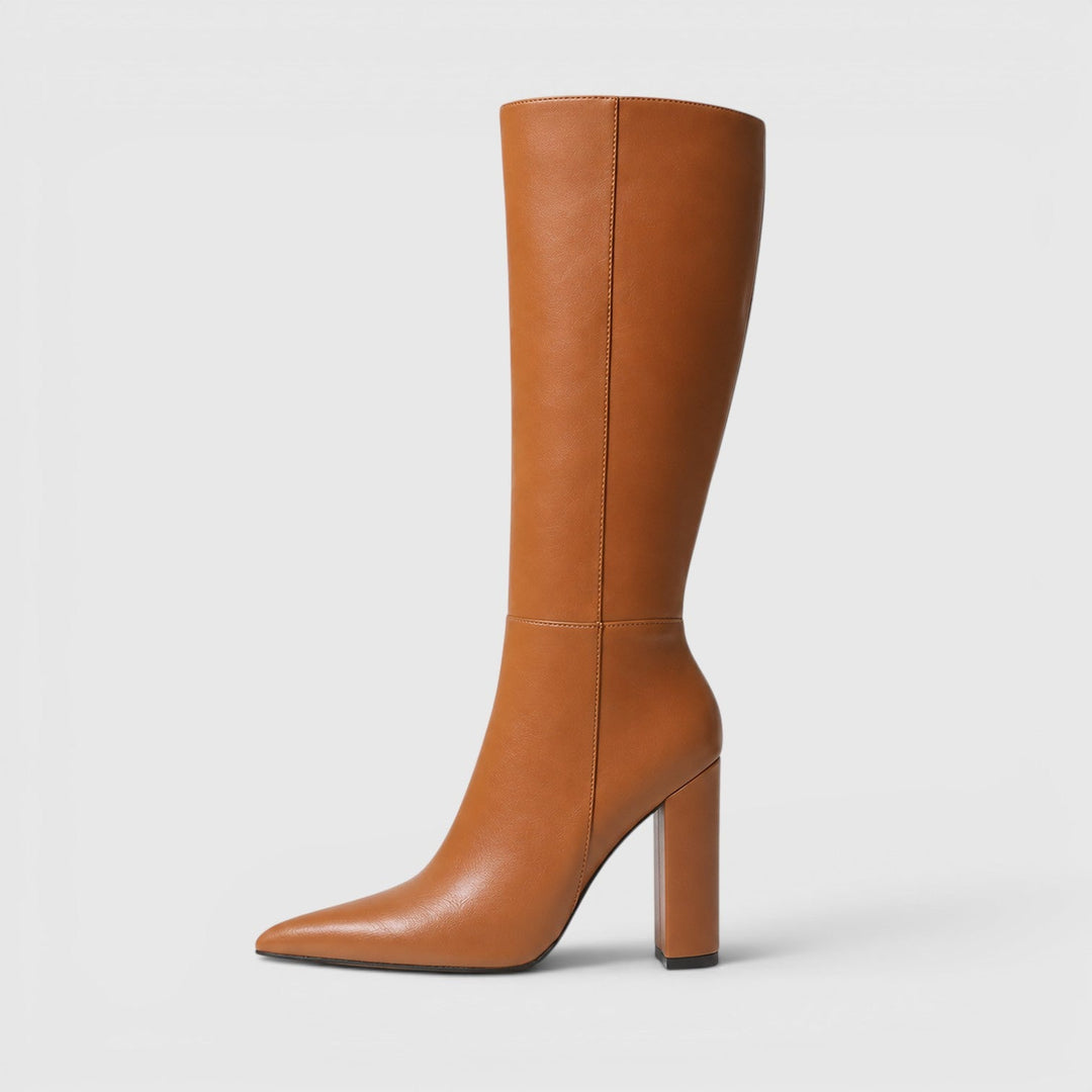 Hermione | Sharp Knee High Block Heel Boots