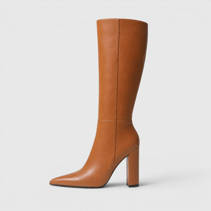 Hermione | Sharp Knee High Block Heel Boots
