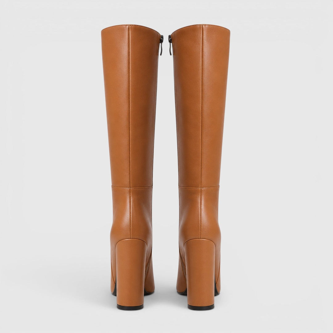 Hermione | Sharp Knee High Block Heel Boots