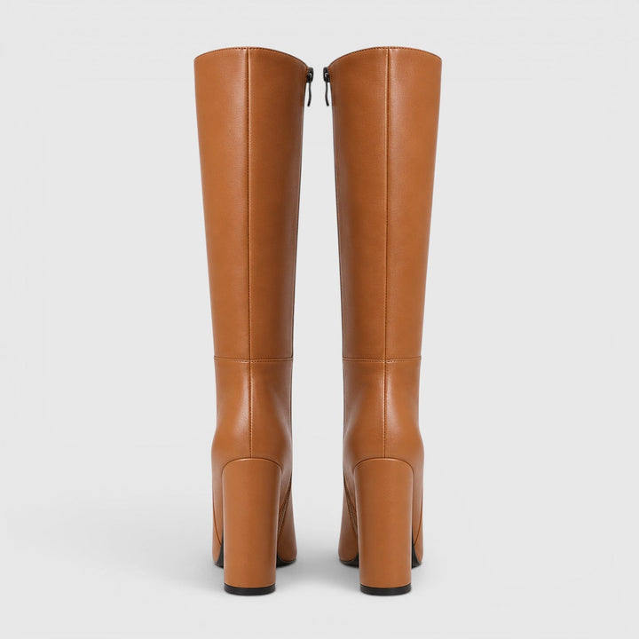 Hermione | Sharp Knee High Block Heel Boots