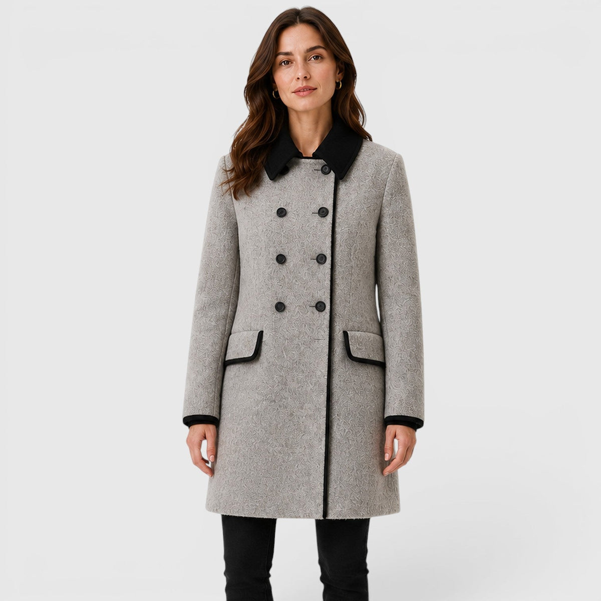 Daphne | Sharp Herringbone Wool Winter Coat
